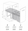 IT1007135602 Výsuv.odpadk.3koš Komfort+mont.set 1x34L+2x17L K60