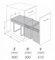 IT1007138602 Výs.odpad. 2koš Komfort s úch.dvířek 2x20L K45 šedý