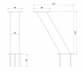 Konzole barová hranatá šikmá 50x50 pod sklo výška 233 mm