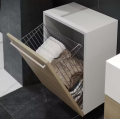 Prádelní výklopný koš Komfort, 40 l, 380x250x500 mm, chrom, šedý plast, WIRELI Komfort 2025 2003000001