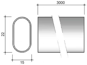 Šatní tyč oválná 15/22/3000 TA01