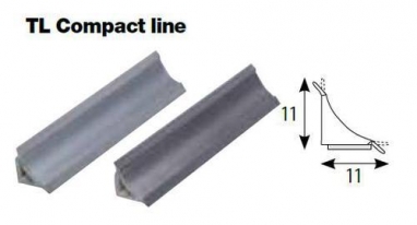 Těsnící lišta Compact Line hliník hladký 3 m, tvarovky