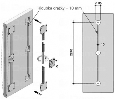 Výztuha posuvných dveří max. 2250mm,černá