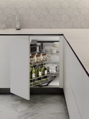 Slepý roh s tlumeným dovřením L, 850-940x530x590mm, chrom, WIRELI 2025 Komfort 1002319001