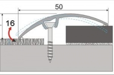Přechodový profil 50 mm - oblý, nivelace do 16 mm (kovový trn s hmoždinkou)