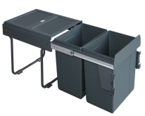 Výsuvný odpadkový 2koš s úch. dvířek 2x20L K40, antracit, WIRELI 2025
